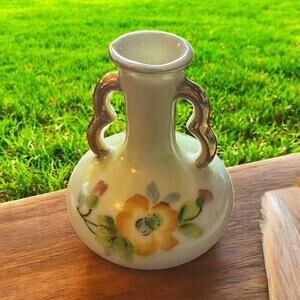 Luster Ware Miniature Vase 2.5" with Handles Handpainted Made in Japan